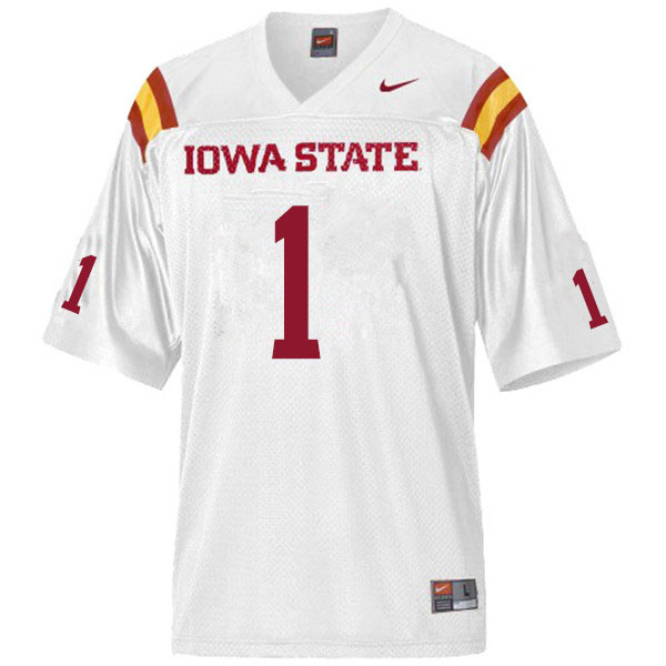 Men #1 Isheem Young Iowa State Cyclones College Football Jerseys Sale-White - Click Image to Close